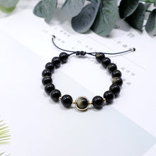 Load image into Gallery viewer, Designer Natural Black Golden Obsidian Beaded Adjustable Bracelet
