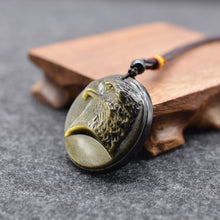 Load image into Gallery viewer, Handcrafted Golden Obsidian Eagle Pendant Necklace
