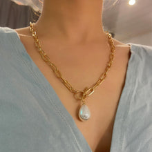 Load image into Gallery viewer, Minimalist Gothic Link Chain Baroque Pearl Pendant Necklace for Women
