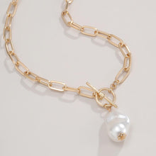 Load image into Gallery viewer, Minimalist Gothic Link Chain Baroque Pearl Pendant Necklace for Women
