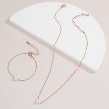 Load image into Gallery viewer, 2pcs Set Minimalist Pearl Pendant Choker Necklace &amp; Bracelet Set
