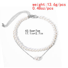 Load image into Gallery viewer, Double Layer Minimalist Pearl Beaded Pendant Choker Necklace for Women
