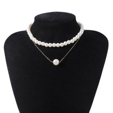 Load image into Gallery viewer, Double Layer Minimalist Pearl Beaded Pendant Choker Necklace for Women
