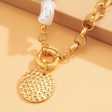 Load image into Gallery viewer, Rendezvous Half Chain Half Baroque Pearl Coin Pendant Choker Necklace
