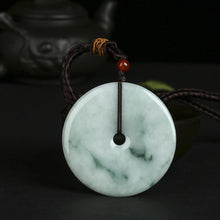 Load image into Gallery viewer, Lokaloca Handcrafted Burma Jade Flower Carved Donut Pendant Necklace
