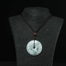 Load image into Gallery viewer, Lokaloca Handcrafted Burma Jade Flower Carved Donut Pendant Necklace
