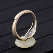 Load image into Gallery viewer, Handcrafted 925 Sterling Silver Natural Jade Good Fortune Ring
