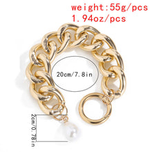 Load image into Gallery viewer, Stylish Miami Cuban Link Chain Pearl Chunky Lock Chain Bracelet
