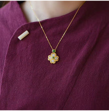 Load image into Gallery viewer, Lokaloca Natural White Fine Jade Lucky Clover Pendant Necklace
