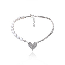 Load image into Gallery viewer, Designer Baroque Pearl Beaded  Lover Heart Pendant Choker Necklace
