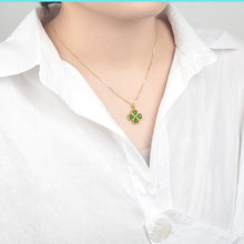 Load image into Gallery viewer, Lucky Natural Green Jade Clover Pendant Necklaces Choker Chain Jewelry
