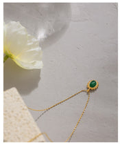 Load image into Gallery viewer, Lokaloca Natural Malay Green Jade Pendant Gold Plating Jewelry Necklace
