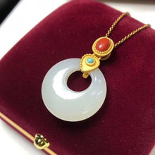 Load image into Gallery viewer, New Silver Inlaid Natural Fine White Jade Ring Pendant Necklace Vintage Retro Niche Design Charm Women&#39;s Brand Jewelry
