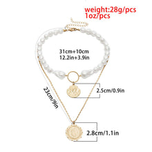 Load image into Gallery viewer, Byzantine Designer Multilayer Pearl Beaded Choker Coin Pendant Necklace
