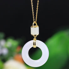 Load image into Gallery viewer, Designer Original Natural Fine White Jade Pendant Necklace Exquisite and Elegant Charm Ladies Silver Jewelry
