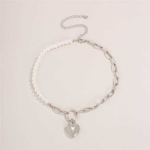 Load image into Gallery viewer, Designer Gothic Baroque Pearl Beaded Link Heart Pendant Necklace
