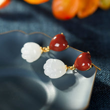 Load image into Gallery viewer, Original Natural White Jade Orchid Southern Red Agate Heart Earrings Vintage Style Retro Design Charm Women&#39;s Brand Jewelry
