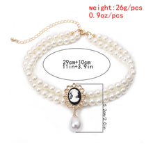 Load image into Gallery viewer, British Royal Multi Layer Pearl Beaded Queen Pendant Choker Necklace
