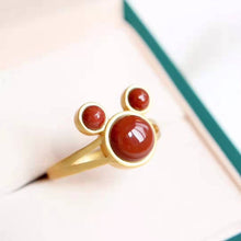 Load image into Gallery viewer, Natural Fine Southern Red Agate Cute Adjustable Ring Vintage Style Retro Elegant Women&#39;s Silver Jewelry
