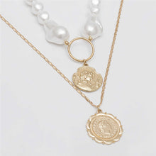 Load image into Gallery viewer, Byzantine Designer Multilayer Pearl Beaded Choker Coin Pendant Necklace
