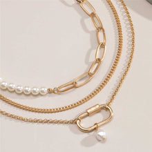 Load image into Gallery viewer, Designer Multilayer Baroque Pearl Beaded Chain Pendant Necklace
