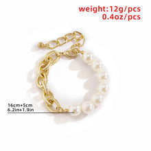 Load image into Gallery viewer, Luxury Royal Punk Pearl Beaded Lock Chain Aluminum Link Bracelet
