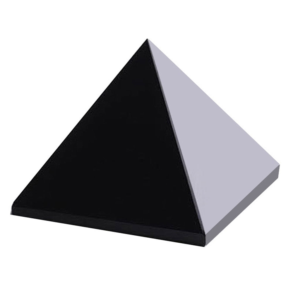 1.57inch Handcrafted Natural Black Obsidian Pyramid Chakra Healing Energy Crystal Decor