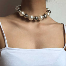 Load image into Gallery viewer, Liberty Punk Chunky Acrylic &amp; Pearl Beaded Choker Necklace
