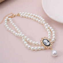 Load image into Gallery viewer, British Royal Multi Layer Pearl Beaded Queen Pendant Choker Necklace
