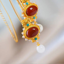 Load image into Gallery viewer, Natural Southern Red Agate S925 Silver Inlaid Pearl Turquoise Pendant Necklace Niche Luxury Charm Female Brand Jewelry
