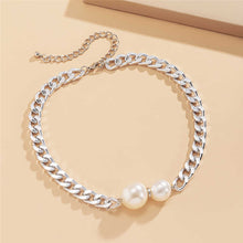 Load image into Gallery viewer, Vintage Cuban Link Chain Gothic Pearl Charm Choker Necklace
