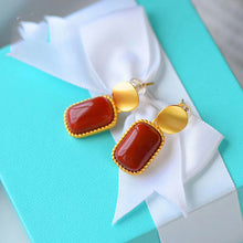 Load image into Gallery viewer, Natural Fine Southern Red Agate Jade Earrings Vintage Style Retro Unique Craft Charm Women&#39;s Jewelry
