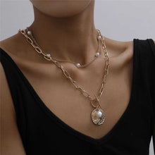 Load image into Gallery viewer, Old Dream Double Layer Gothic Baroque Pearl Coin Pendant Choker Necklace
