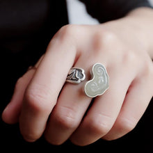 Load image into Gallery viewer, Silver Original Jewelry Handmade Auspicious Heart Shaped Cloud Men&#39;s Opening Adjustable Ring
