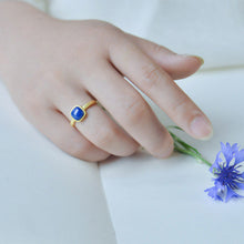 Load image into Gallery viewer, New Silver Inlaid Natural Lapis Lazuli Ring Elegant Unique Luxury Gilt Charm Women&#39;s Jewelry
