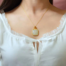 Load image into Gallery viewer, Natural Fine White Jade Square Pendant Necklace Vintage Style Retro Style Elegant Charm Women&#39;s Brand Jewelry
