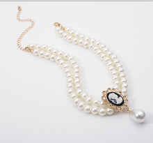 Load image into Gallery viewer, Double Layered Pearl Beaded Pendant Choker Necklace For Ladies
