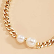 Load image into Gallery viewer, Vintage Cuban Link Chain Gothic Pearl Charm Choker Necklace
