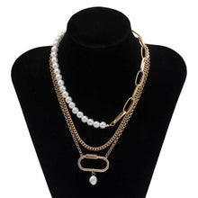 Load image into Gallery viewer, Designer Multilayer Baroque Pearl Beaded Chain Pendant Necklace
