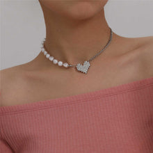 Load image into Gallery viewer, Designer Baroque Pearl Beaded  Lover Heart Pendant Choker Necklace
