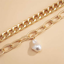 Load image into Gallery viewer, 2pcs Set Cuban Linke Chain Baroque Pearl Pendant Bracelet
