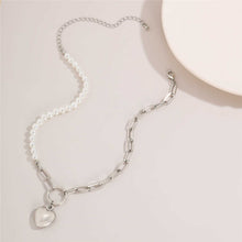 Load image into Gallery viewer, Designer Gothic Baroque Pearl Beaded Link Heart Pendant Necklace
