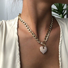 Load image into Gallery viewer, Limerence Cuban Link Chain Toggle Clasp Heart Pendant Necklace
