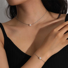 Load image into Gallery viewer, 2pcs Set Minimalist Pearl Pendant Choker Necklace &amp; Bracelet Set
