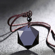 Load image into Gallery viewer, Handcrafted Natural Black Obsidian Cubic Hexagram Pendant Necklace
