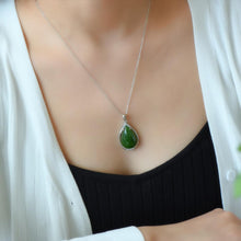 Load image into Gallery viewer, Lokaloca Natural Fine Jade Green Drop-shaped Pendant Necklace
