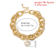 Load image into Gallery viewer, Gothic Cuban Link Chain Pearl Pendant Choker Necklace
