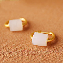 Load image into Gallery viewer, Silver Inlaid Natural Fine White Jade Earrings Charm Luxury Craft Niche Design Women Brand Jewelry
