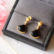 Load image into Gallery viewer, Natural Fine Black Agate Earrings Vintage Style Retro Exquisite Cool Charm Elegant Women&#39;s Brand Jewelry
