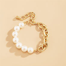 Load image into Gallery viewer, Luxury Royal Punk Pearl Beaded Lock Chain Aluminum Link Bracelet
